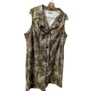 Boutique Village Square Size 16WP Vest Jacket Animal Print Brown